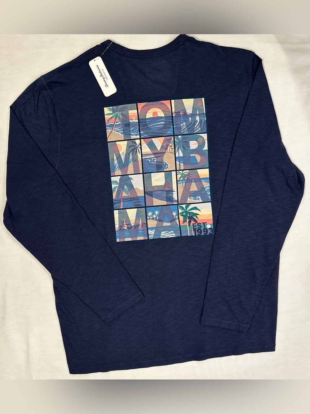 Tommy Bahama Men’s TROOIC TILES TEE Long Sleeve T-shirt Navy Blue XL NWT